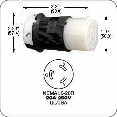 Century 250V Female 20A Twist Lok Plug